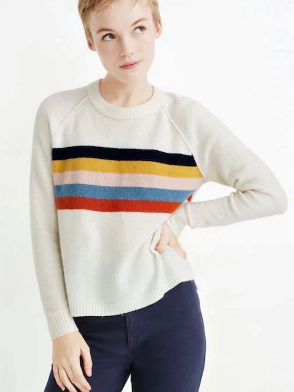 Placed Stripe Allister Pullover Sweater in Coziest Yarn